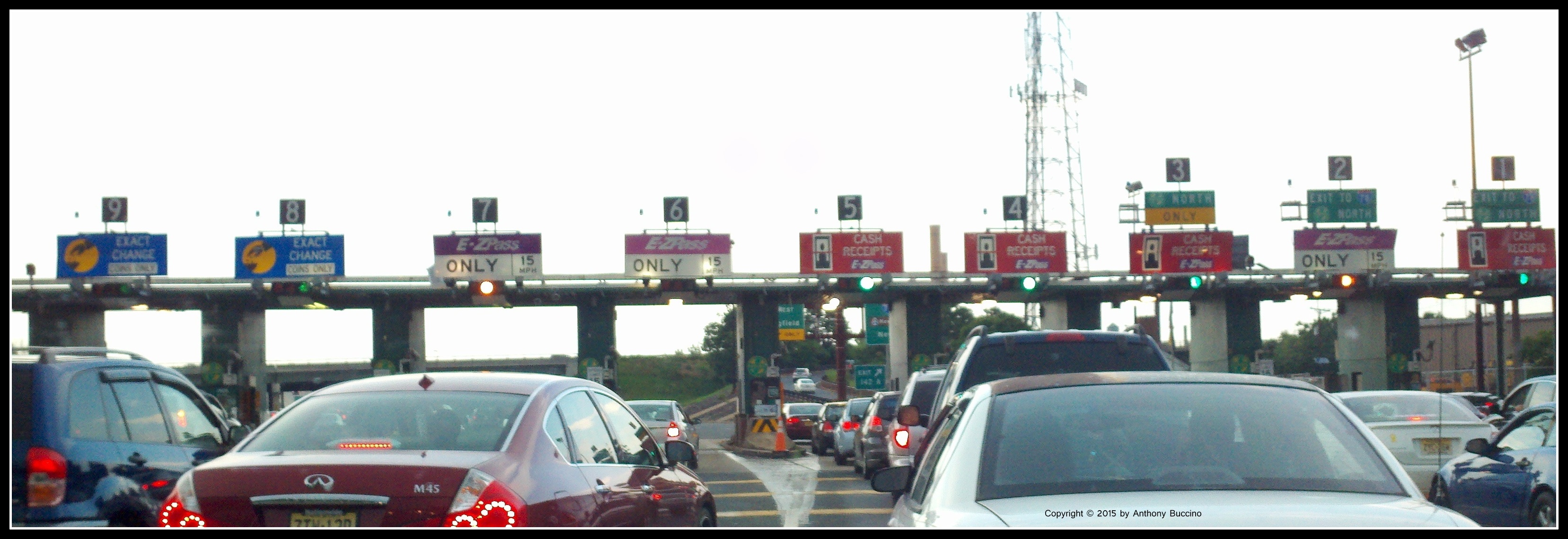 Garden State Parkway toll booth traffic jam, e-zpass,  A Buccino