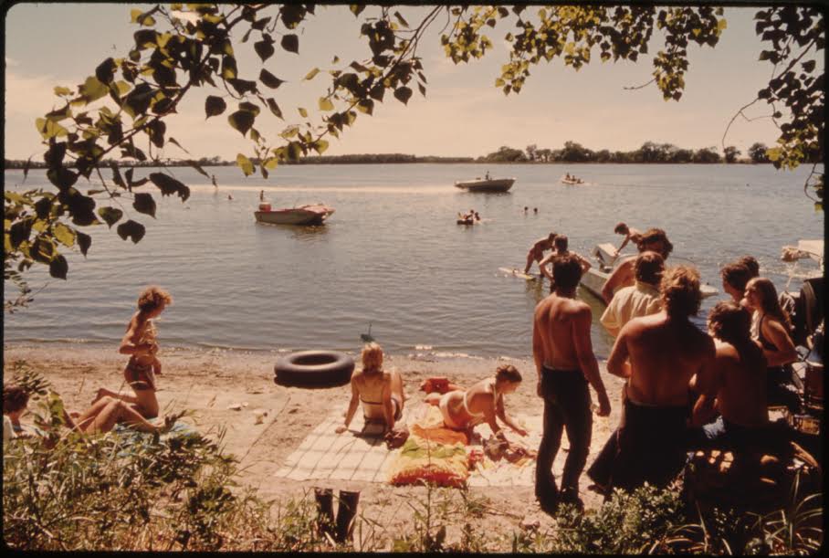 Beach goers - public domain photo