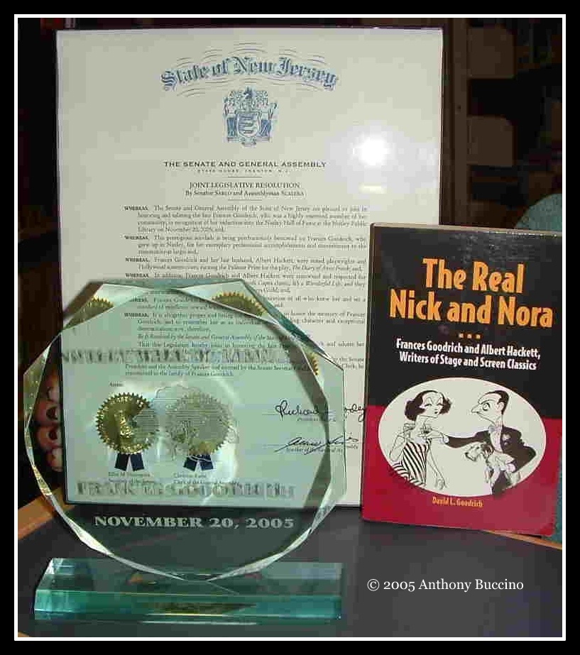 Nutley Hall of Fame award for Frances Goodrich