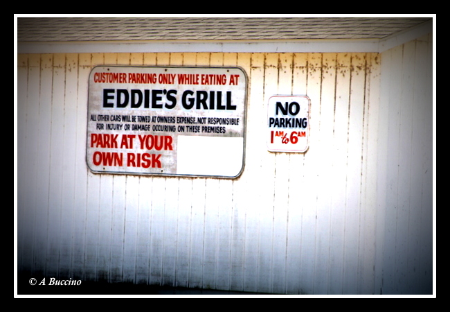 PARK AT YOUR OWN RISK, Eddies Grill, Geneva on the Lake, Ohio,  A Buccino 