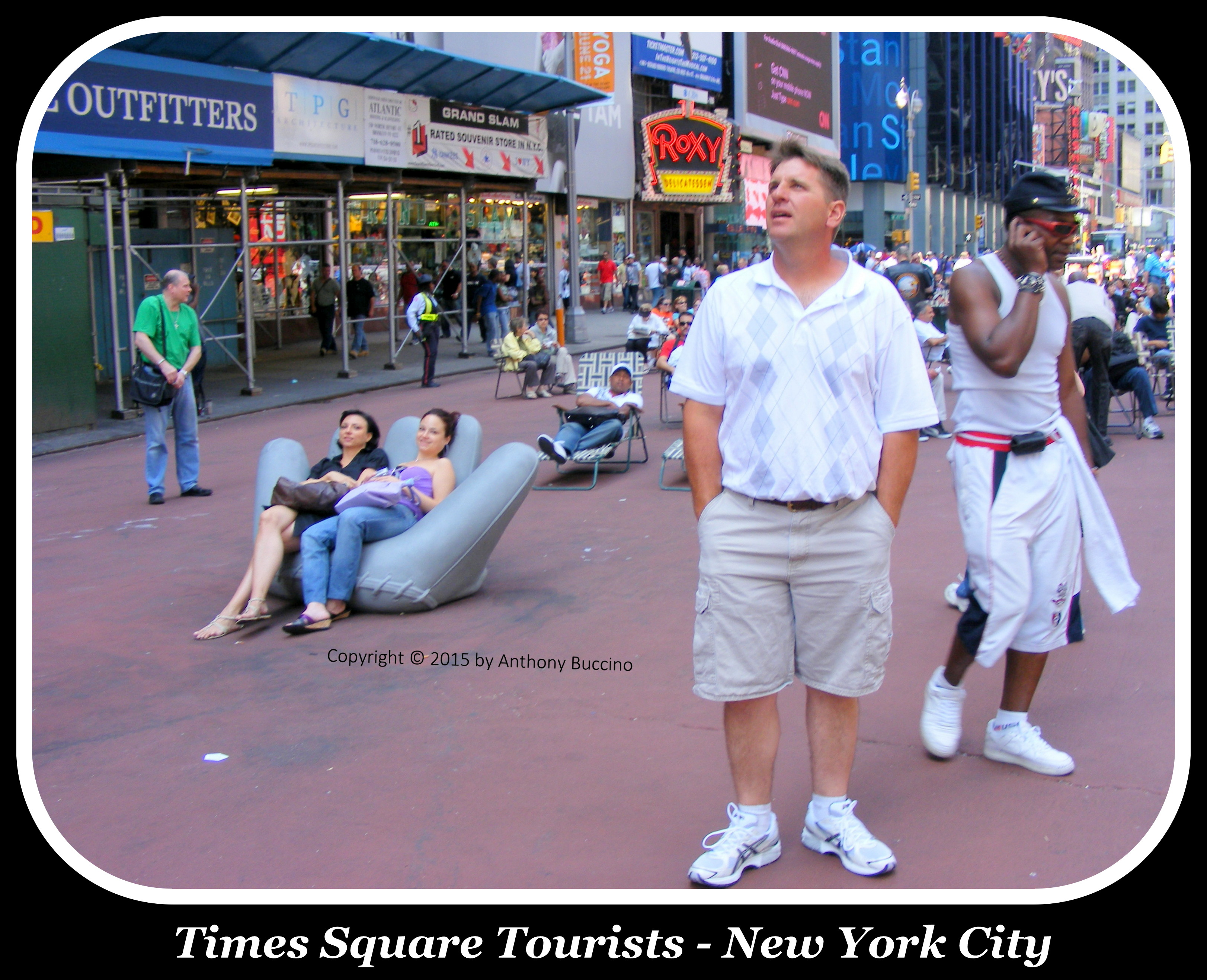NYC Tourists Chill on Broadway - photo Anthony Buccino