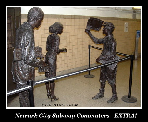 Newark City Subway commuter sculpture, photo © Anthony Buccino