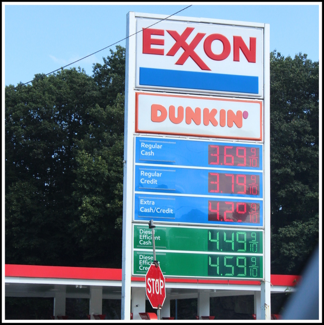 Exxon, gas prices, Dunkin', Northwest NJ Road Signs,  Anthony Buccino 