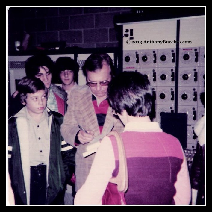 Author, storyteller, Jean Shepherd and fans, November 1975