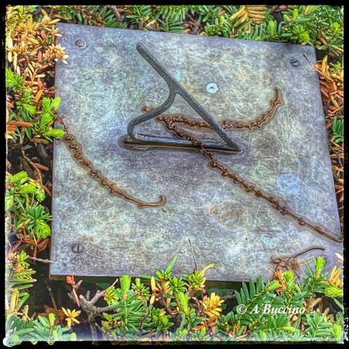 SUNDIAL; Mountsier Garden sculpture, May 2022  Anthony Buccino, Nutley NJ, private garden