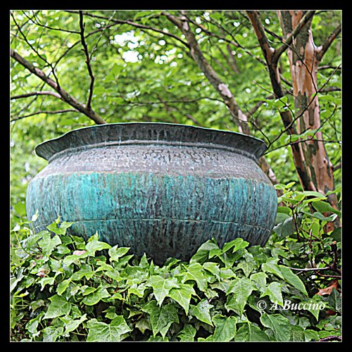 MELTING POT; Mountsier Garden sculpture, May 2022  Anthony Buccino, Nutley NJ, private garden