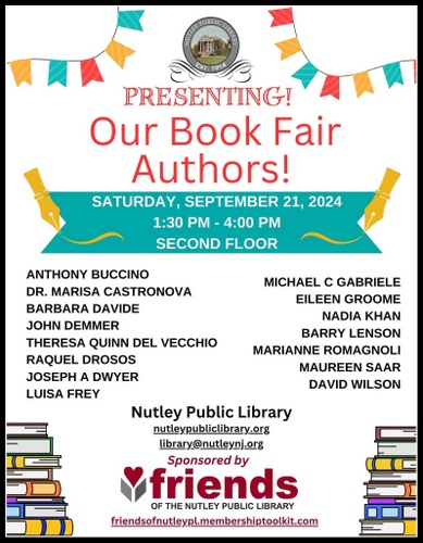 Nutley Public Library Local Author Book Fair Sept. 21