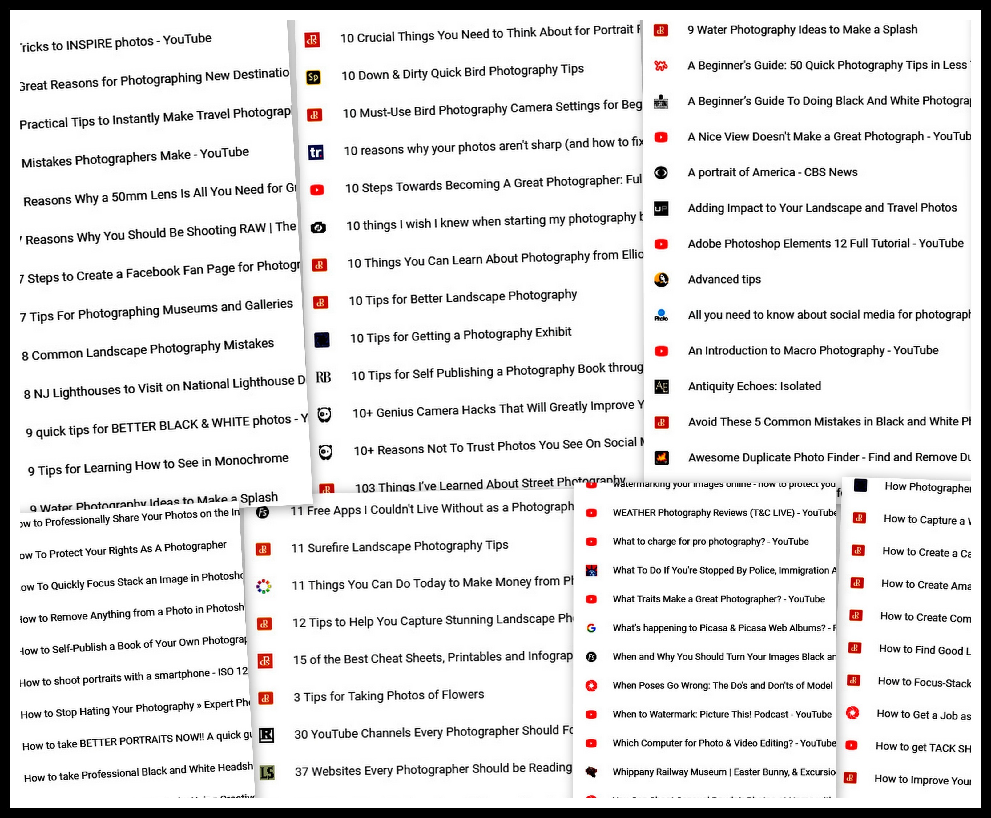 How To PHOTOGRAPHY, bookmark articles and YouTube videos