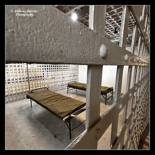 Bunk Beds in Jail Cell. Fort Hancock Museum jail, Sandy Hook NJ by Anthony Buccino, May 2024