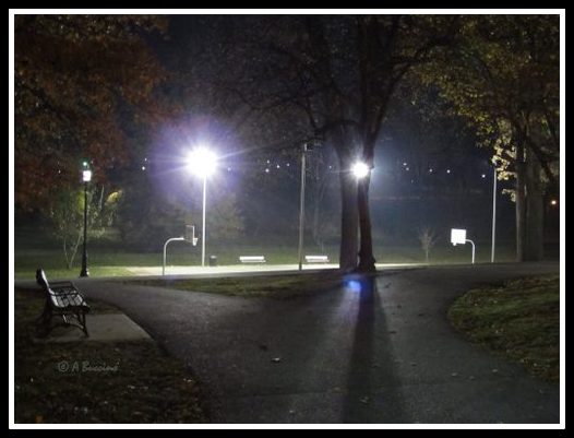 Yanticaw Park, basketball court, Nutley NJ, Night Photography, © Anthony Buccino