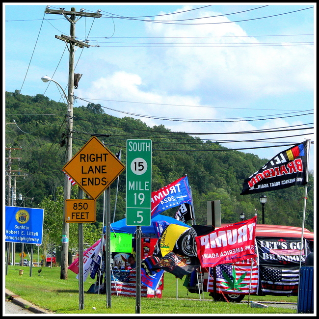 Trump 2024, Banners, Lets go Brandon, Northwest NJ Road Signs, © Anthony Buccino 