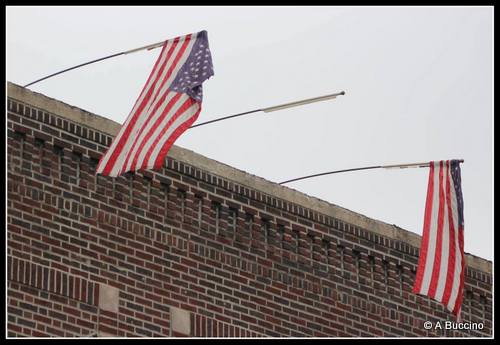 BPOE building, US Flags, Street photography, Summit NJ, by Anthony Buccino 